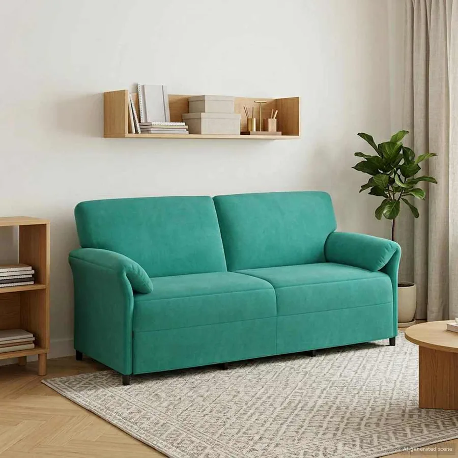 Sofa 3 places Turquoise 198 x 83 x 95 cm Velours