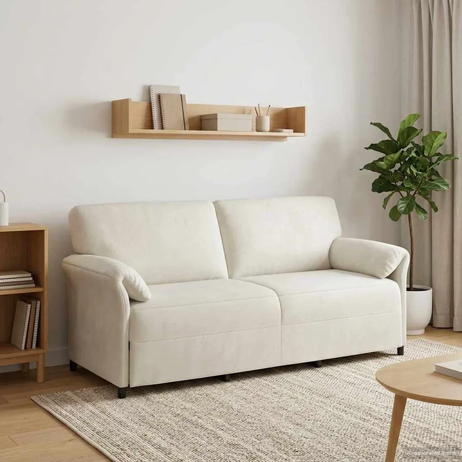 Sofa 3 places Crème 198 x 83 x 95 cm Velours