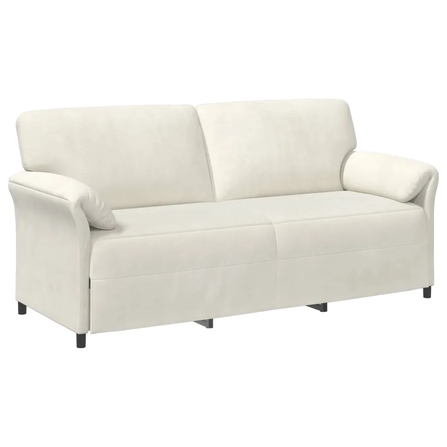 Sofa 3 places Crème 198 x 83 x 95 cm Velours - 2