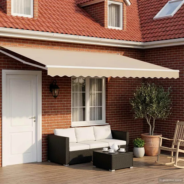Auvent rétractable électrique Beige et blanc 4 × 3 m