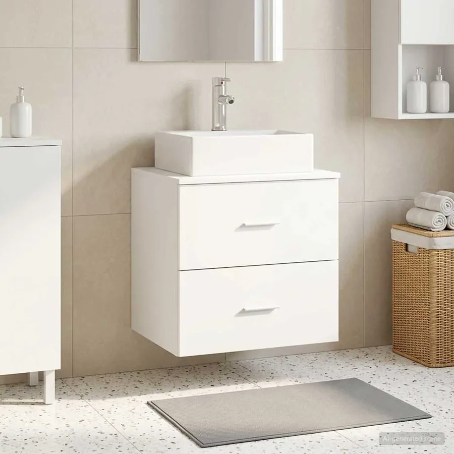 Vanité de lavabo mural Blanc 49,5 x 41 x 62,5 cm
