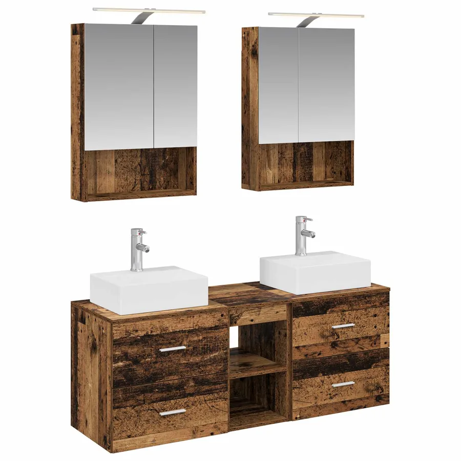 Ensemble de mobilier de salle de bain 5 pcs Bois ancien - 2