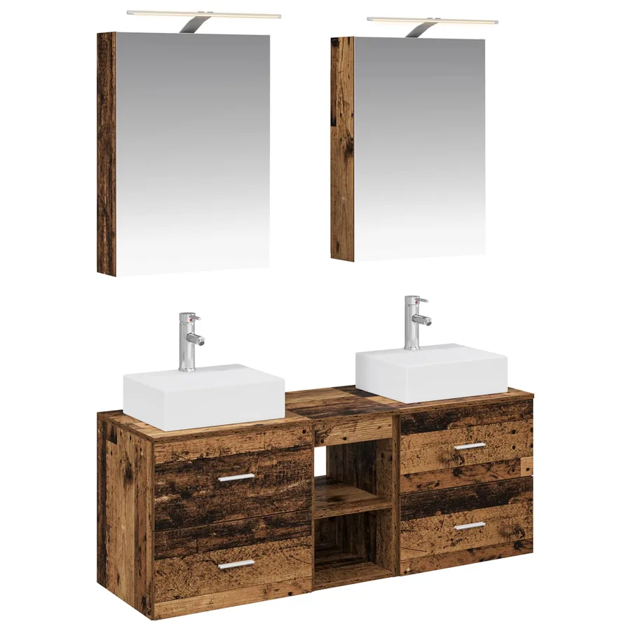 Ensemble de mobilier de salle de bain 5 pcs Bois ancien - 2