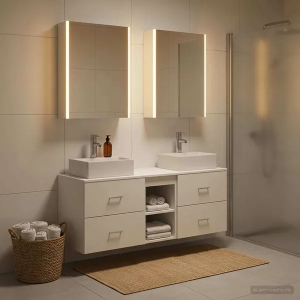 Ensemble de mobilier de salle de bain 5 pcs Blanc