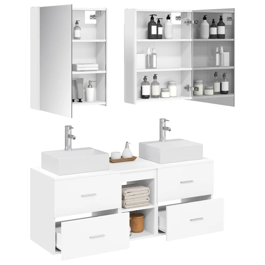 Ensemble de mobilier de salle de bain 5 pcs Blanc - 3