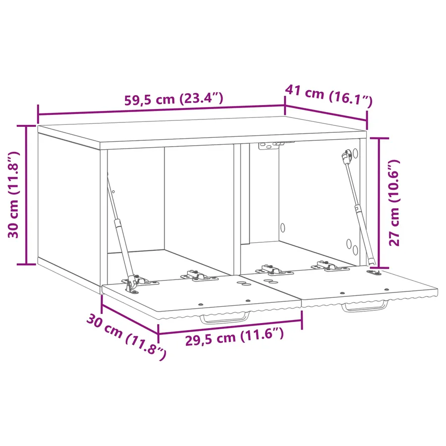 Meuble TV mural Montage mural Blanc brillant 59,5 x 41 x 30 cm - 11