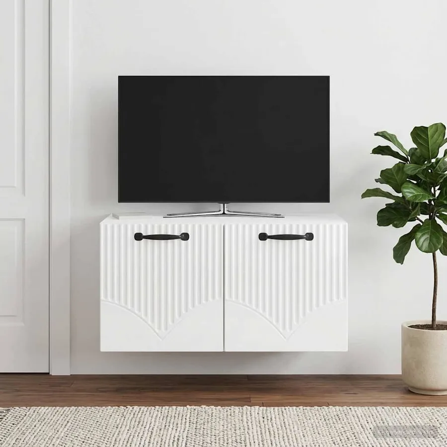 Meuble TV mural Montage mural Blanc brillant 59,5 x 41 x 30 cm - 4