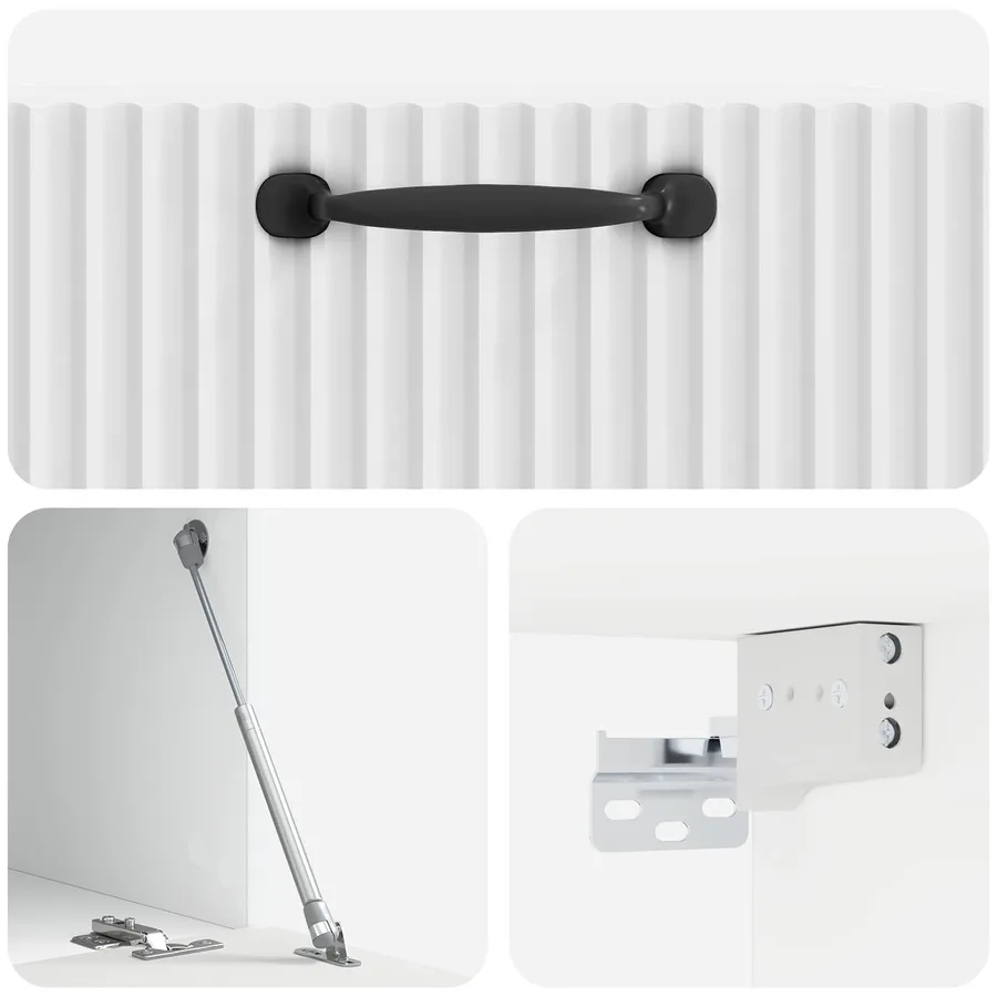 Meuble TV mural Montage mural Blanc brillant 59,5 x 41 x 30 cm - 9