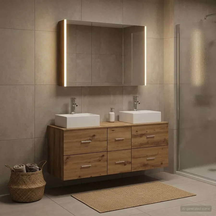 Ensemble de mobilier de salle de bain 4 pc Chêne artisanal