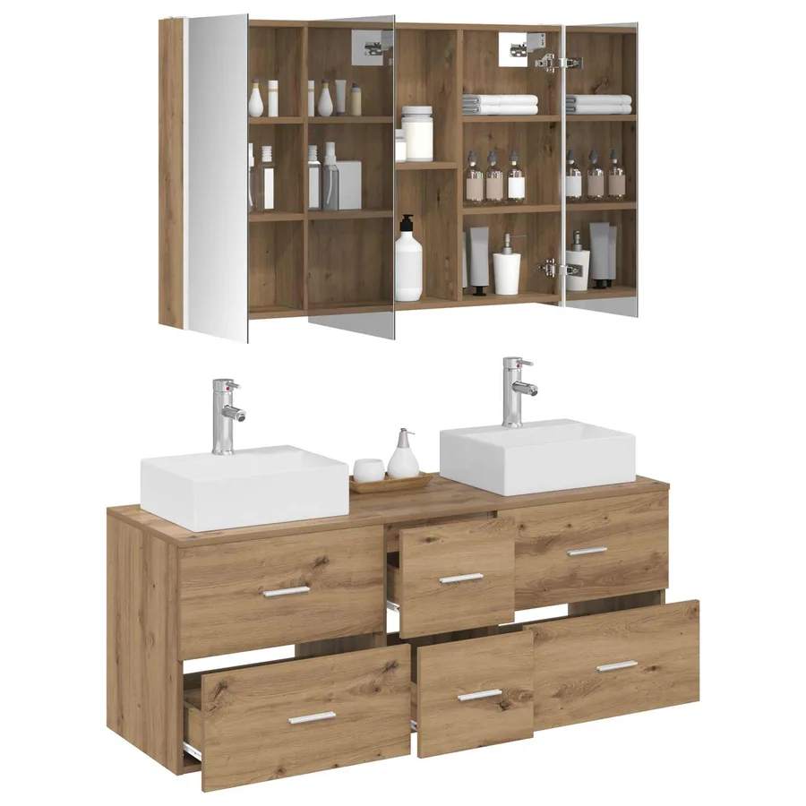 Ensemble de mobilier de salle de bain 4 pc Chêne artisanal - 3
