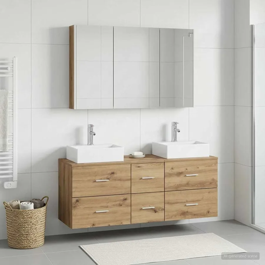 Ensemble de mobilier de salle de bain 4 pc Chêne artisanal - 4