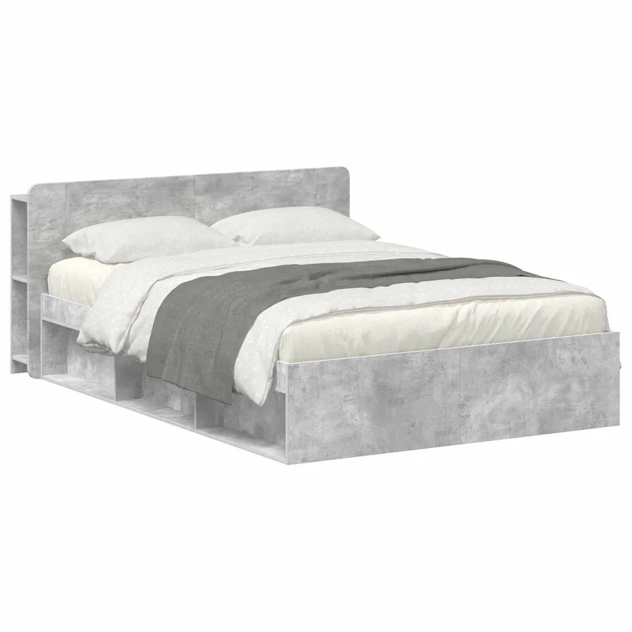 Cadre de lit avec rangement Gris béton 140 x 190 cm - 2