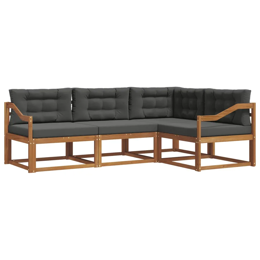 Ensemble de canapés d'extérieur 4 pcs Naturel et Anthracite - 2