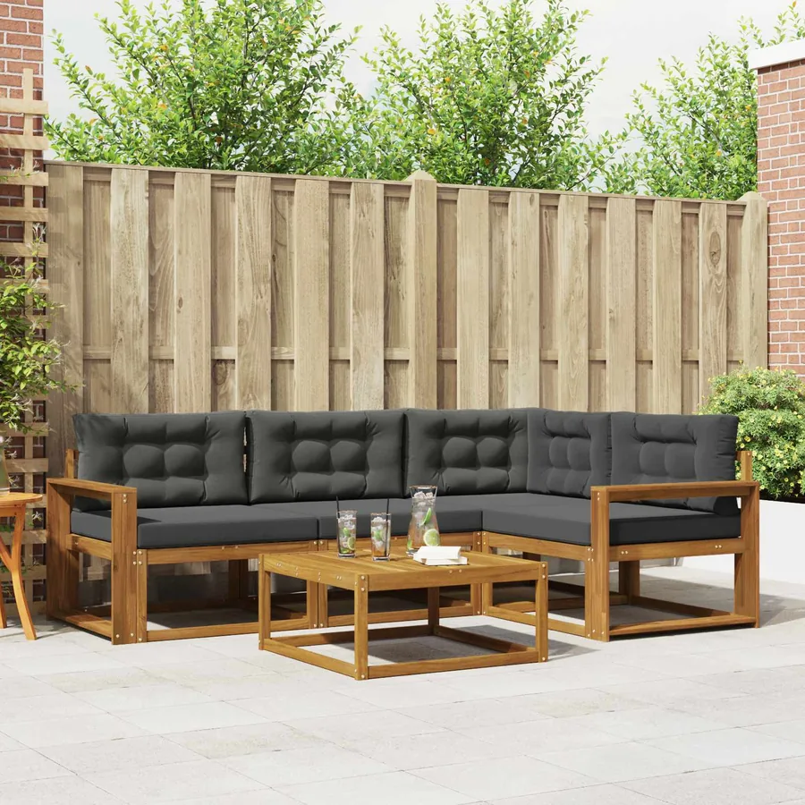 Ensemble de canapés d'extérieur 5 pcs Naturel et Anthracite