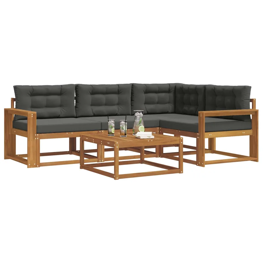 Ensemble de canapés d'extérieur 5 pcs Naturel et Anthracite - 3