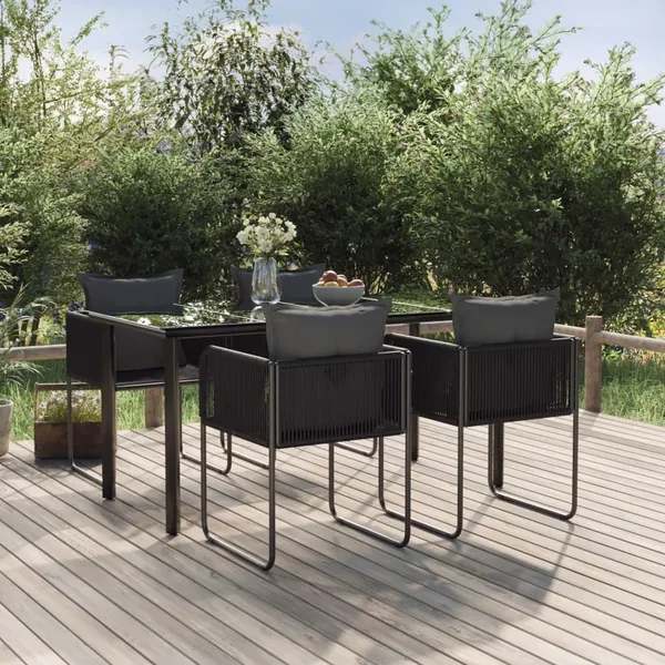 Ensemble à manger de jardin 5 pcs Noir