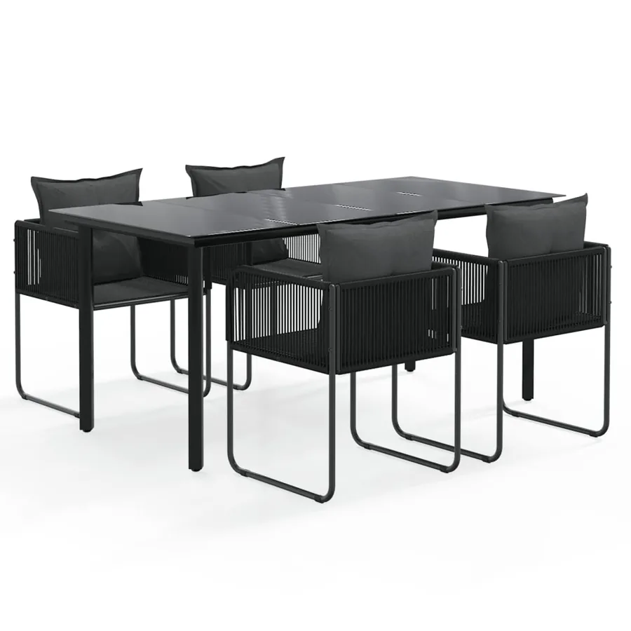 Ensemble à manger de jardin 5 pcs Noir - 2
