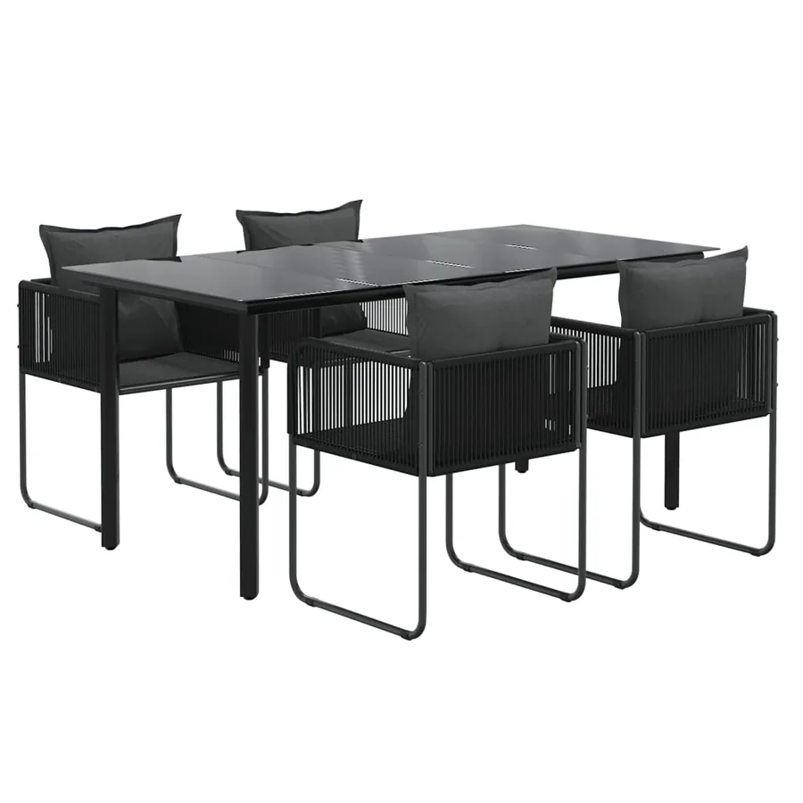 Ensemble à manger de jardin 5 pcs Noir - 3