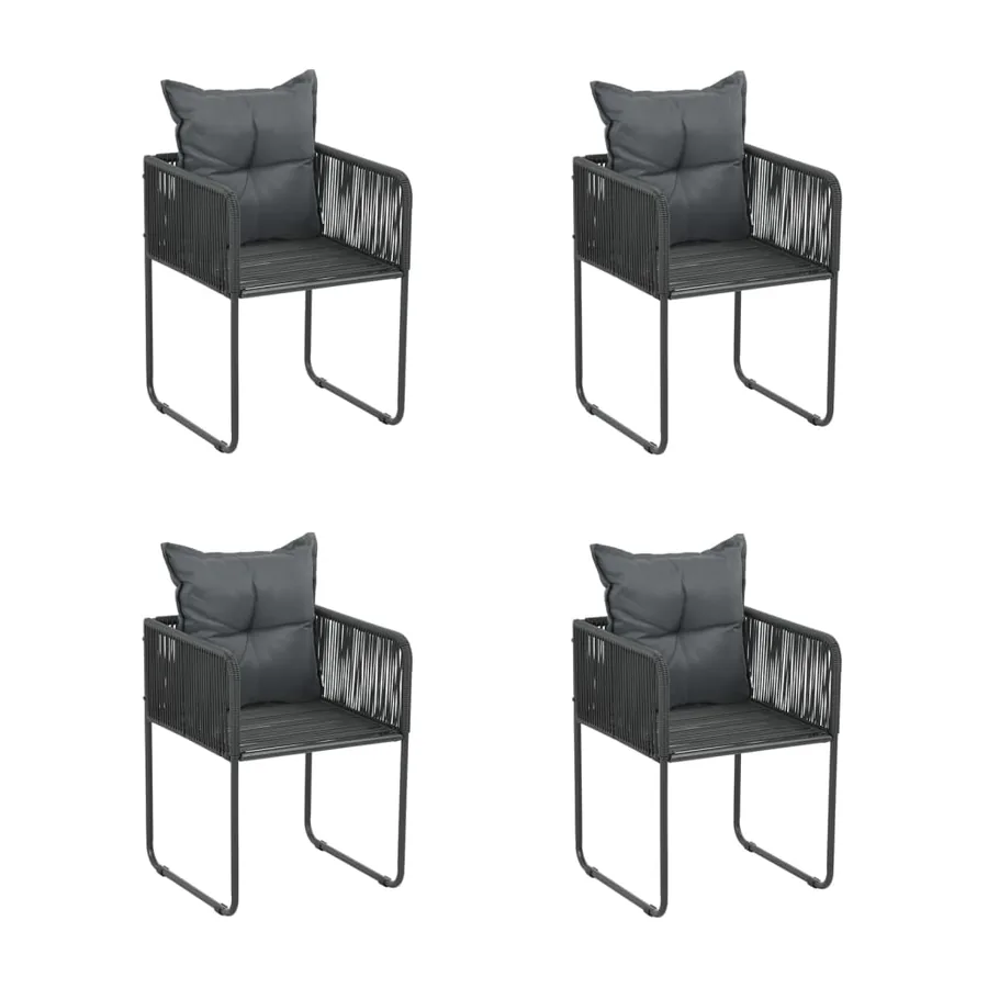 Ensemble à manger de jardin 5 pcs Noir - 4