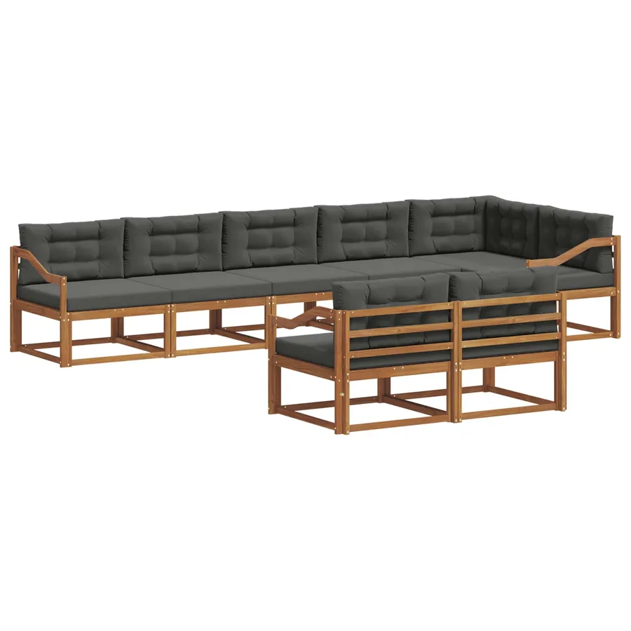 Ensemble de canapés d'extérieur 8 pc Naturel et Anthracite - 2