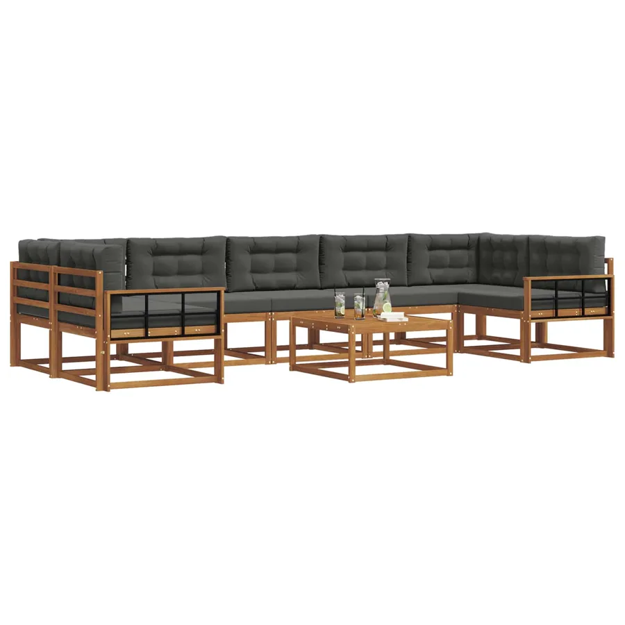 Ensemble de canapés d'extérieur 8 pcs Naturel et Anthracite - 3