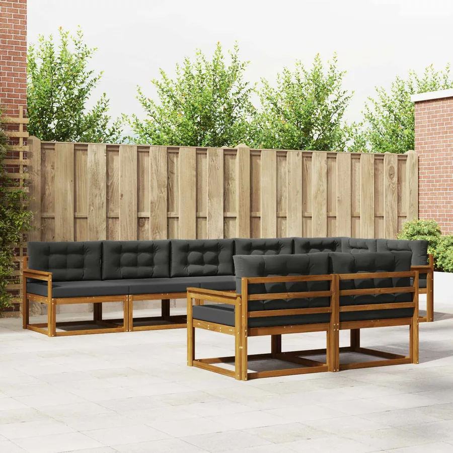 Ensemble de canapés d'extérieur 8 pc Naturel et Anthracite