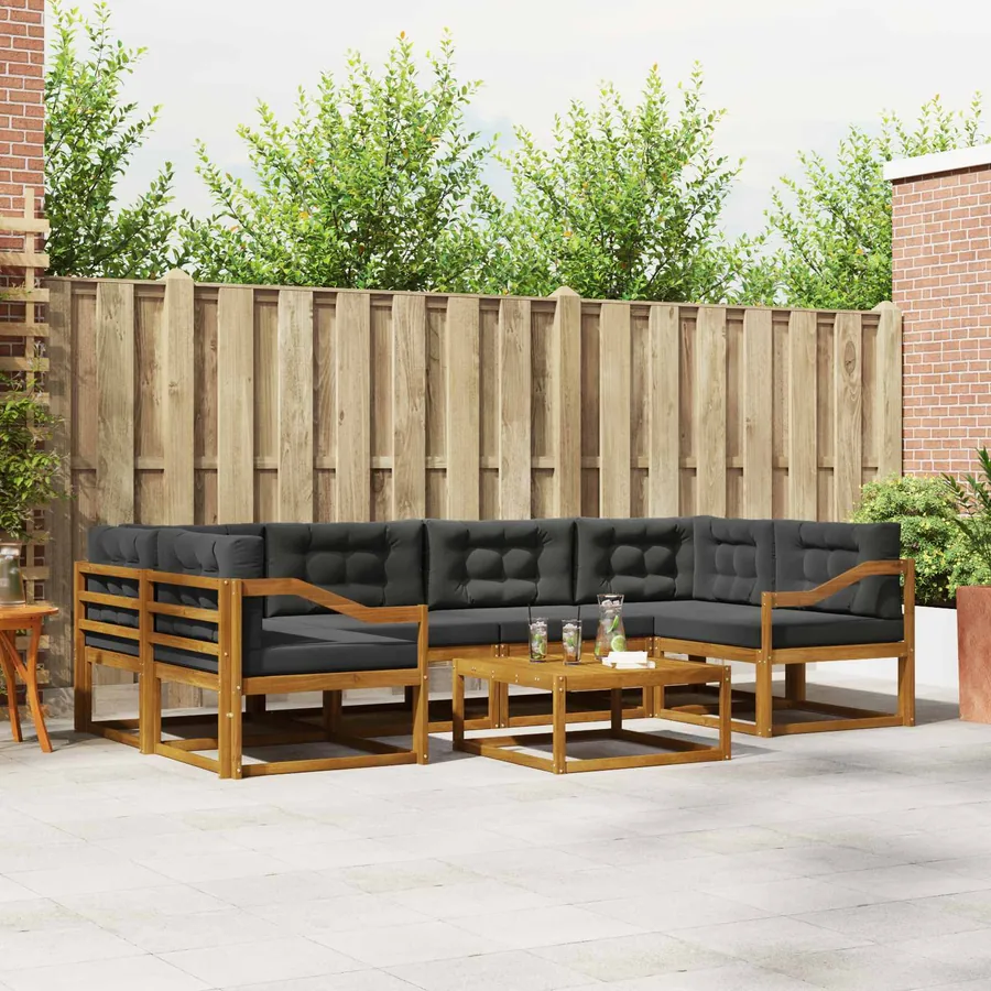 Ensemble de canapés d'extérieur 7 pcs Naturel et Anthracite