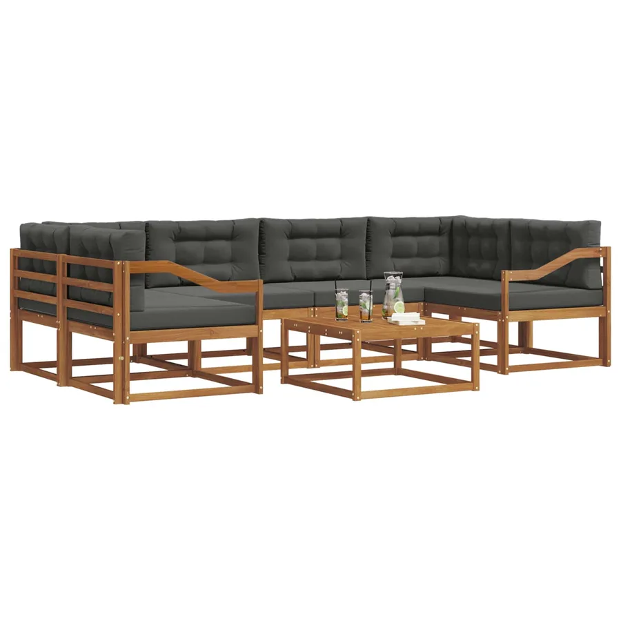 Ensemble de canapés d'extérieur 7 pcs Naturel et Anthracite - 3