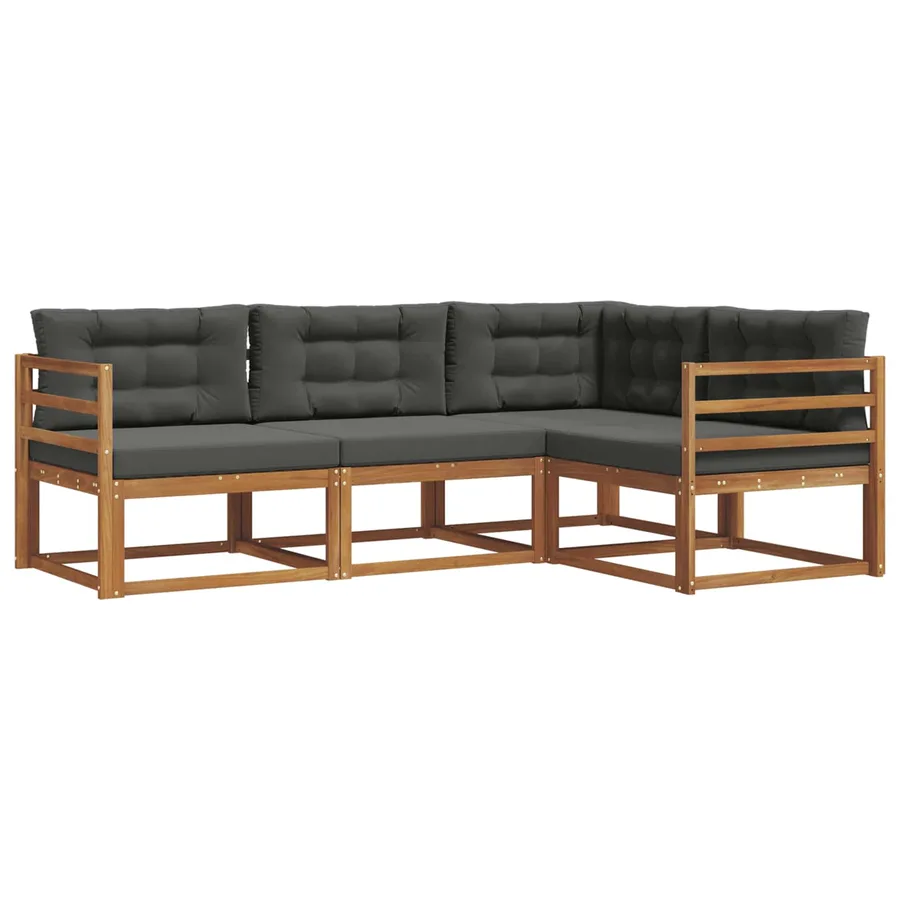 Ensemble de canapés d'extérieur 4 pcs Naturel et Anthracite - 2