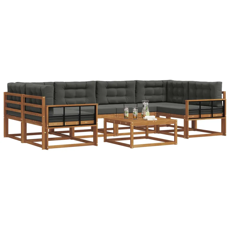 Ensemble de canapés d'extérieur 7 pcs Naturel et Anthracite - 3