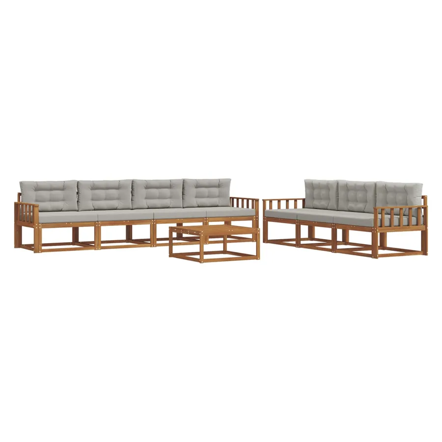 Ensemble de canapés d'extérieur 8 pcs Gris Naturel et Clair - 2