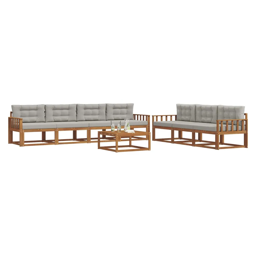 Ensemble de canapés d'extérieur 8 pcs Gris Naturel et Clair - 3