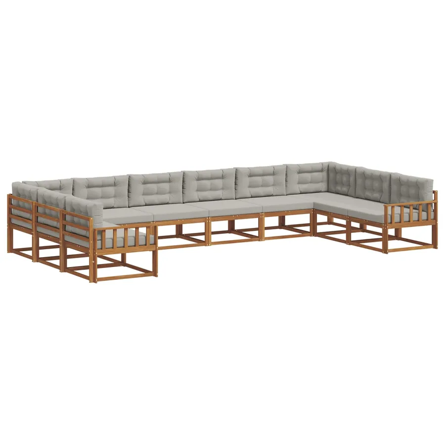 Ensemble de canapés d'extérieur 10 pcs Gris Naturel et Clair - 2