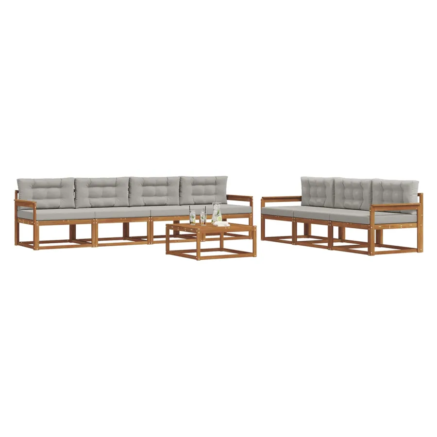 Ensemble de canapés d'extérieur 8 pcs Gris Naturel et Clair - 3