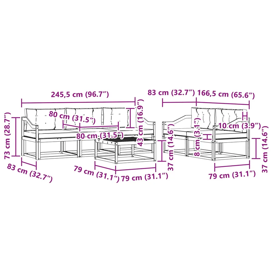 Ensemble de canapés d'extérieur 6 pcs Gris Naturel et Clair - 10
