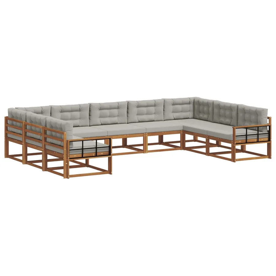 Ensemble de canapés d'extérieur 9 pcs Gris Naturel et Clair - 2
