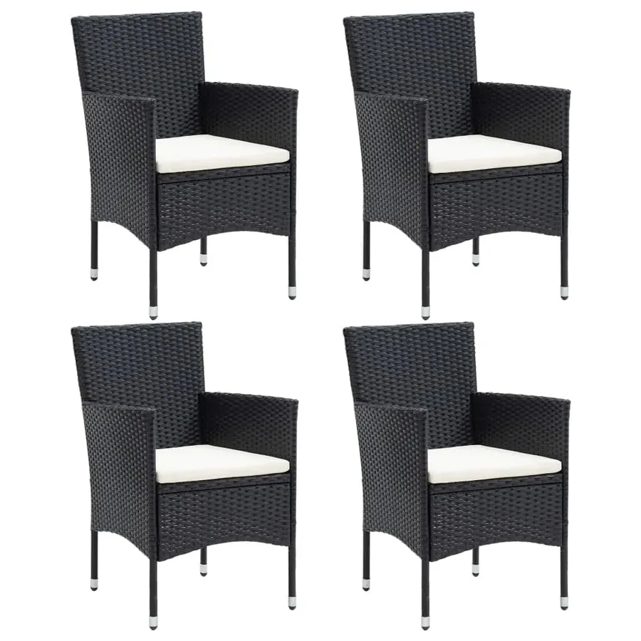 Ensemble à dîner de jardin avec coussins 5 pcs poly rotin noir - 3