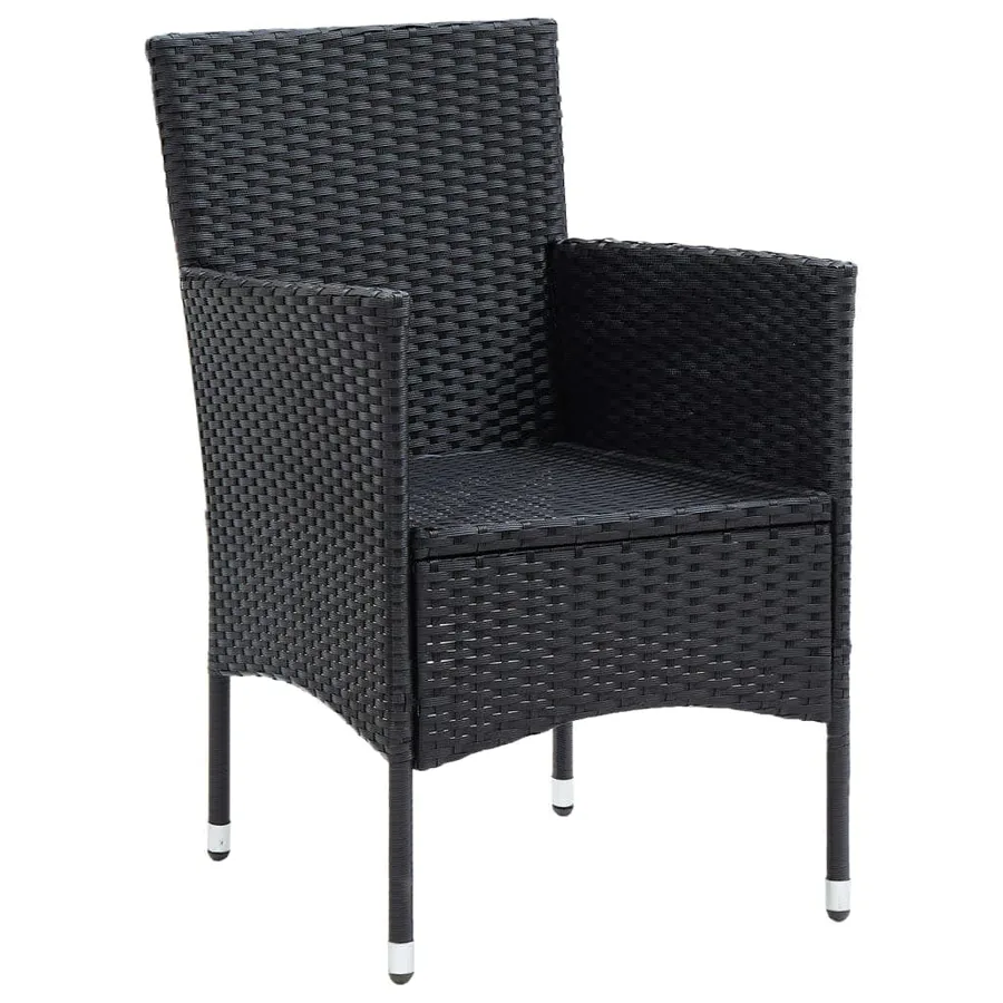 Ensemble à dîner de jardin avec coussins 5 pcs poly rotin noir - 5