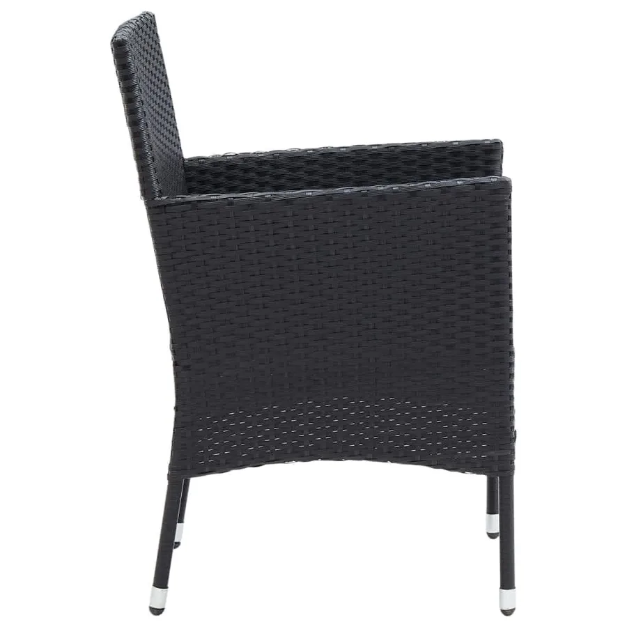 Ensemble à dîner de jardin avec coussins 5 pcs poly rotin noir - 6
