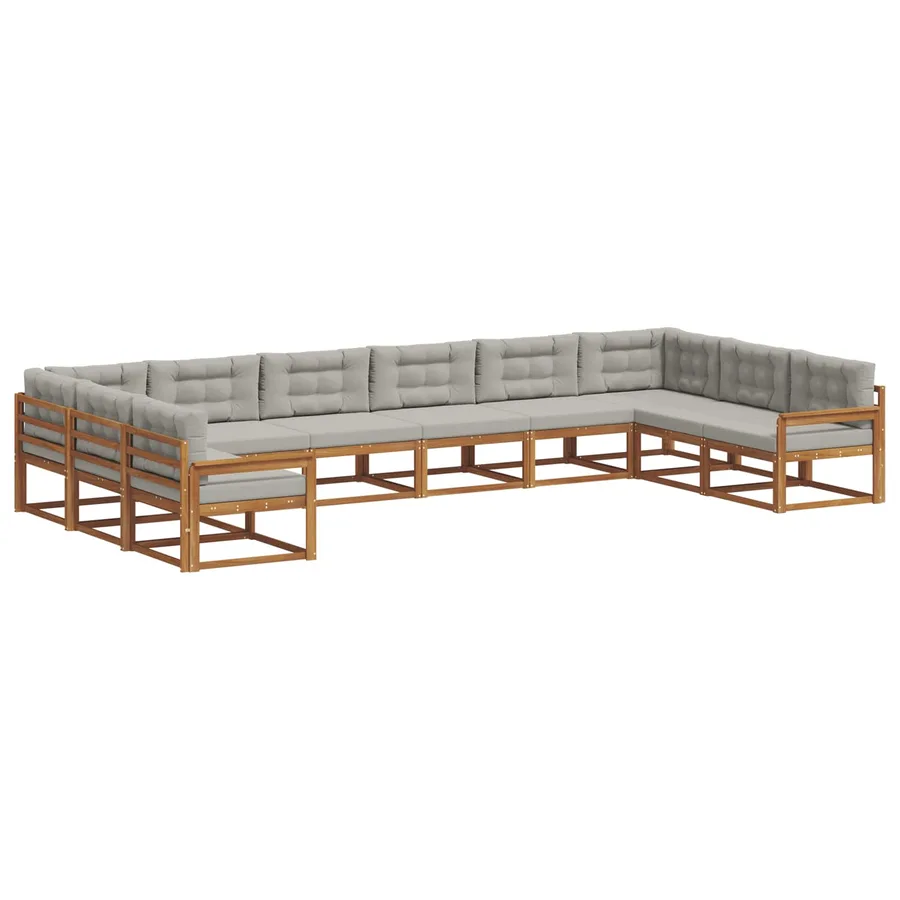 Ensemble de canapés d'extérieur 10 pcs Gris Naturel et Clair - 2