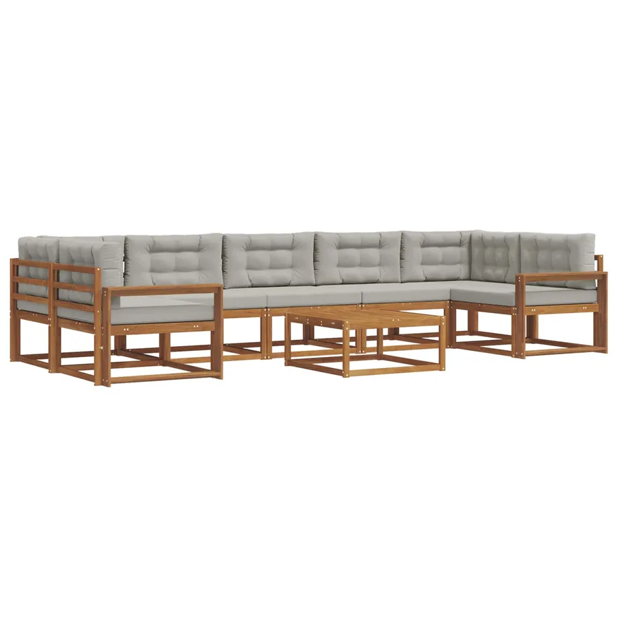 Ensemble de canapés d'extérieur 8 pcs Gris Naturel et Clair - 2