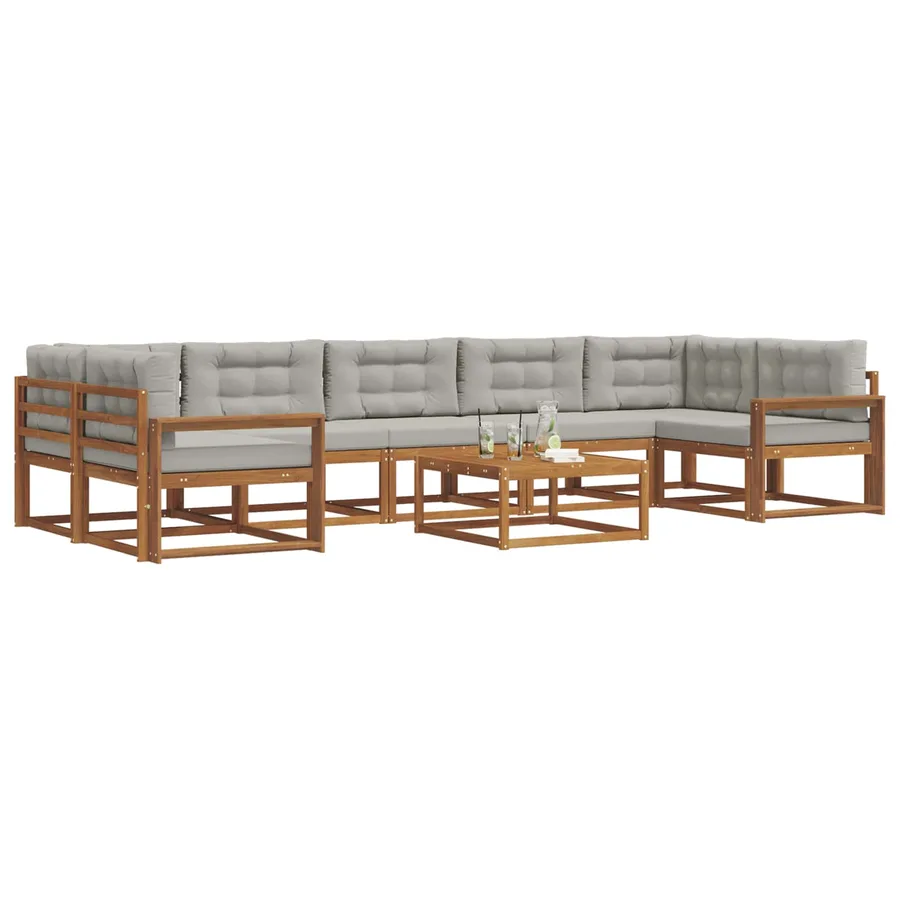 Ensemble de canapés d'extérieur 8 pcs Gris Naturel et Clair - 3