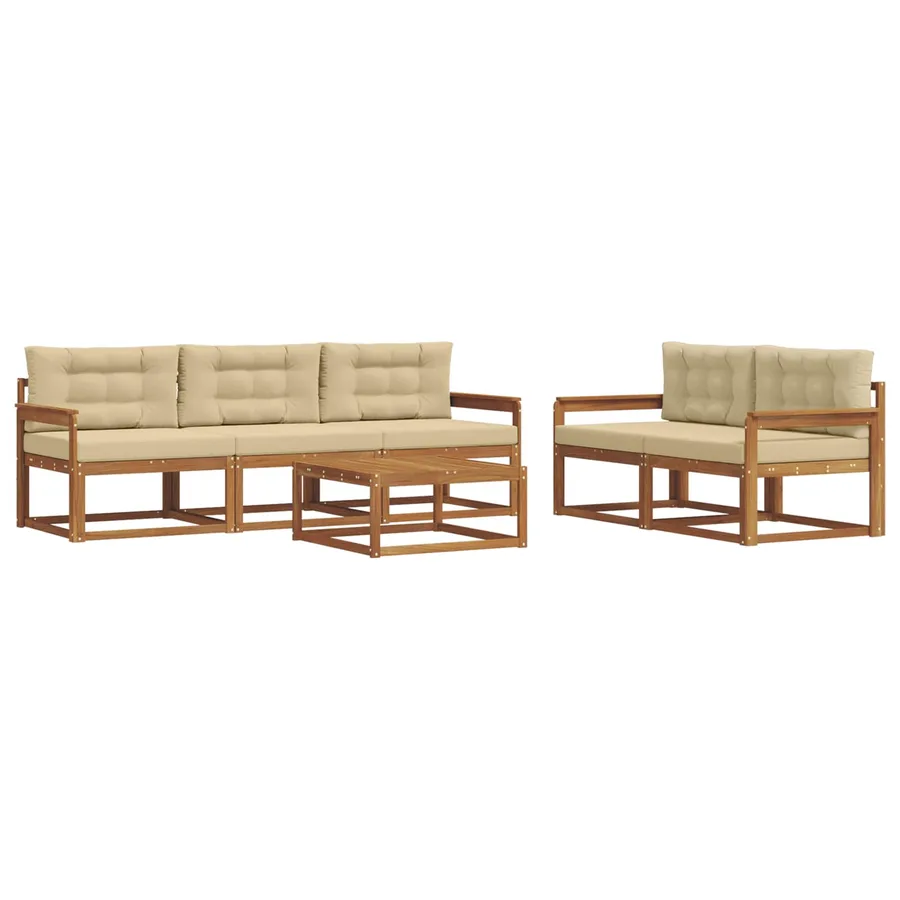 Ensemble de canapés d'extérieur 6 pcs Naturel et Beige - 2