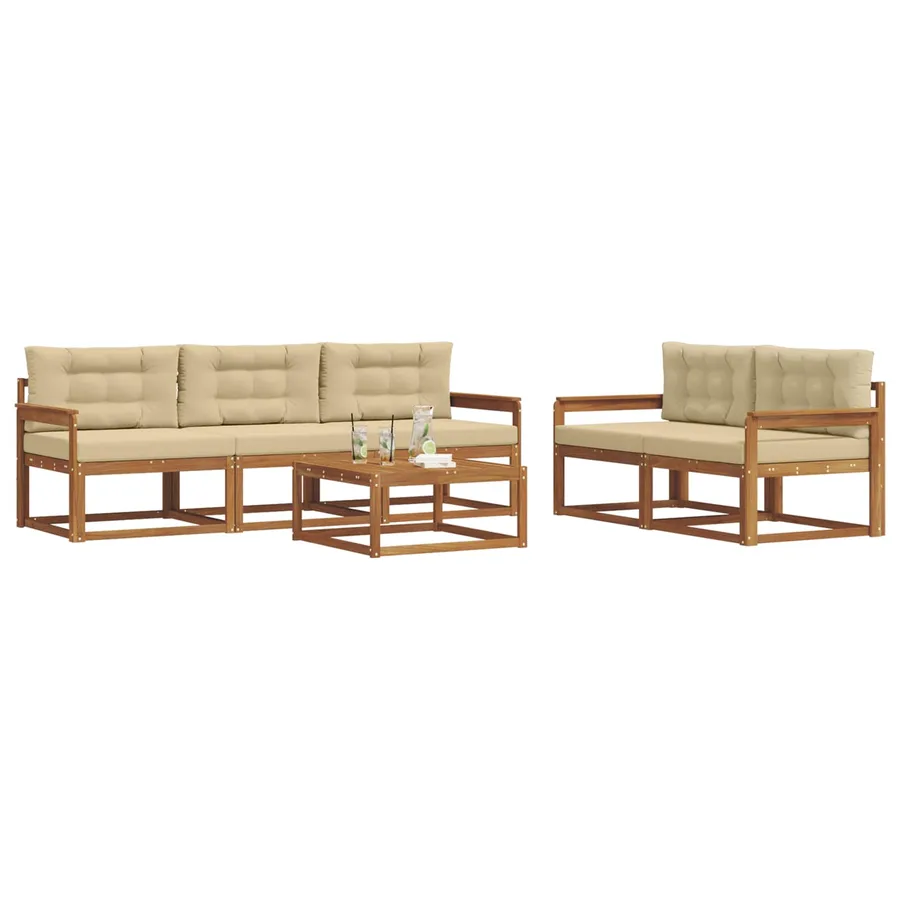 Ensemble de canapés d'extérieur 6 pcs Naturel et Beige - 3