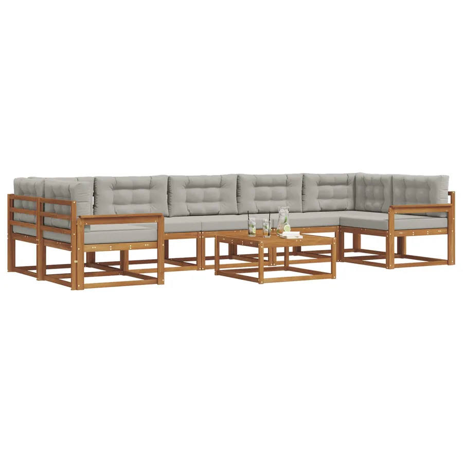 Ensemble de canapés d'extérieur 8 pcs Gris Naturel et Clair - 3