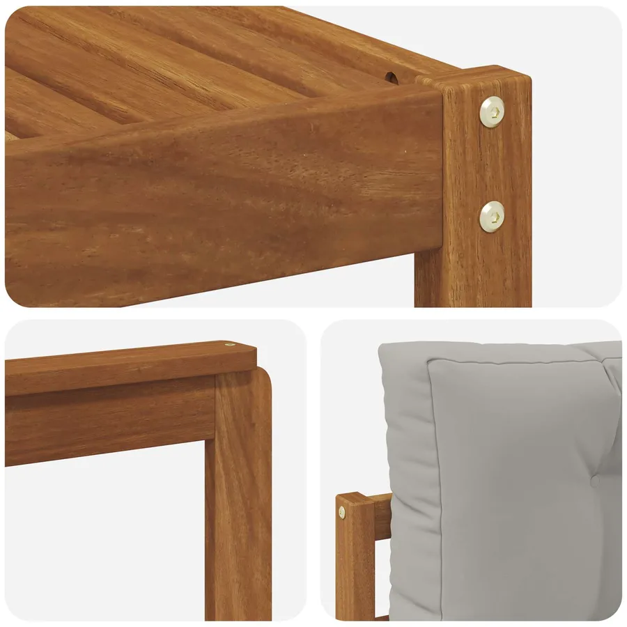 Ensemble de canapés d'extérieur 9 pcs Naturel et gris clair - 7