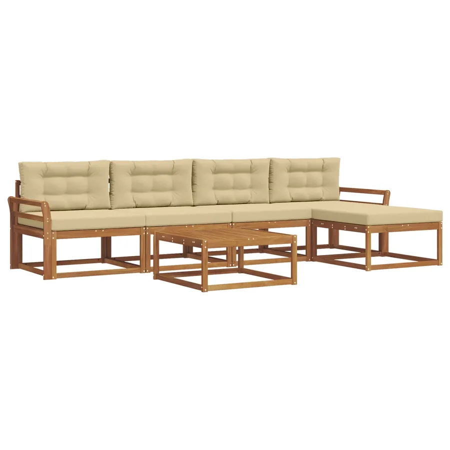 Ensemble de canapés d'extérieur 6 pcs Naturel et Beige - 2