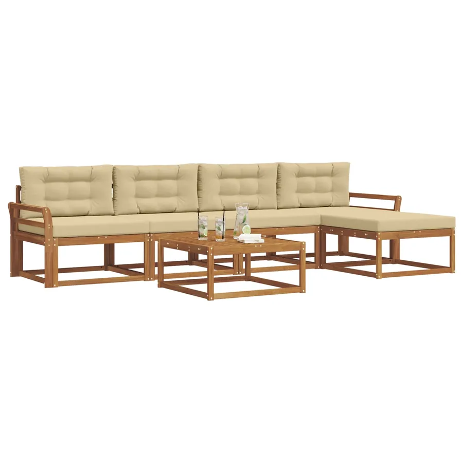 Ensemble de canapés d'extérieur 6 pcs Naturel et Beige - 3
