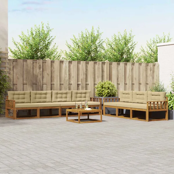Ensemble de canapés d'extérieur 8 pcs Naturel et Beige