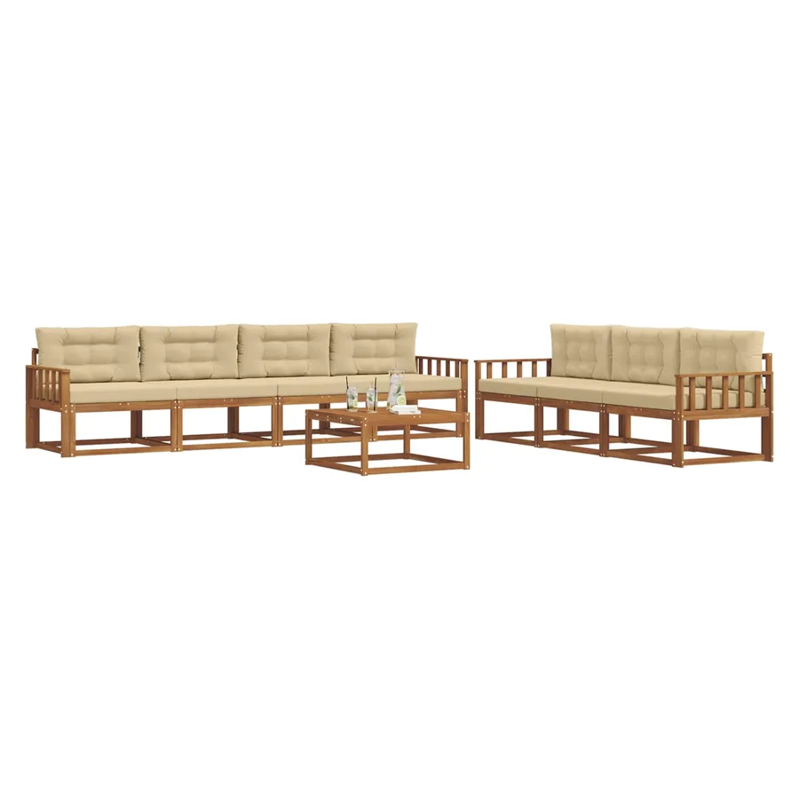 Ensemble de canapés d'extérieur 8 pcs Naturel et Beige - 3